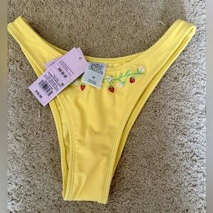 wild fable Yellow Bikini Bottoms with Strawberry Embroidery